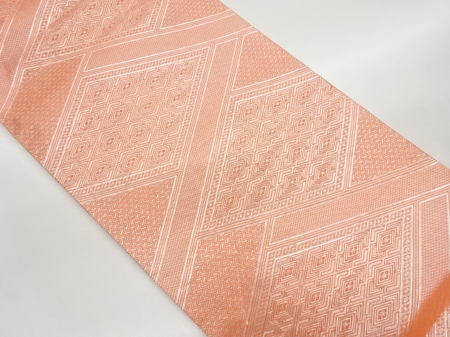 本綾佐賀錦菱に檜垣模様織出し全通袋帯